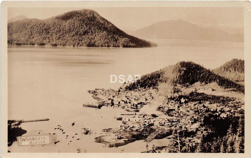 A47/ Wrangall Alaska AK Real Photo RPPC Postcard c1920 Birdseye Town 2