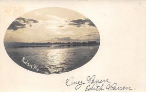 Fox Lake Wisconsin @ Night~Moonlight & Trees Reflected in Water~1905-06 RPPC