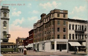 Elgin Illinois Hubbard Block c1911 Dundee IL Cancel Postcard G58