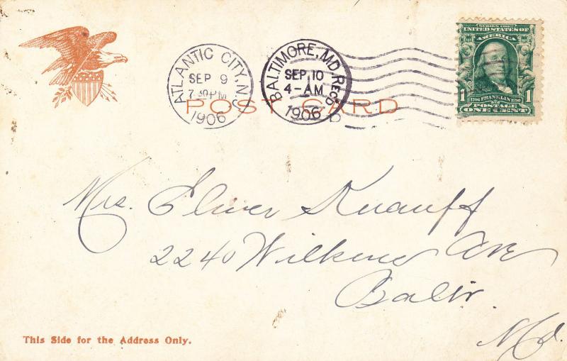 1906 Postcard, Board Walk Atlantic City New Jersey Street Scene Undivided Bk D24