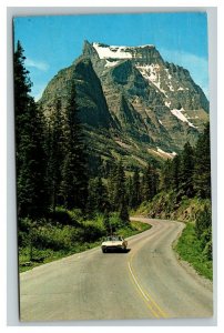 Vintage 1965 Postcard Antique Car on the Road Glacier National Park Montana