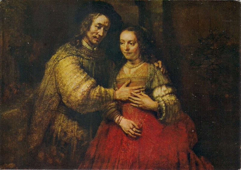 JUDAICA, The Jewish Bride, Painting by Rembrandt, The Bridal Couple, 1600's