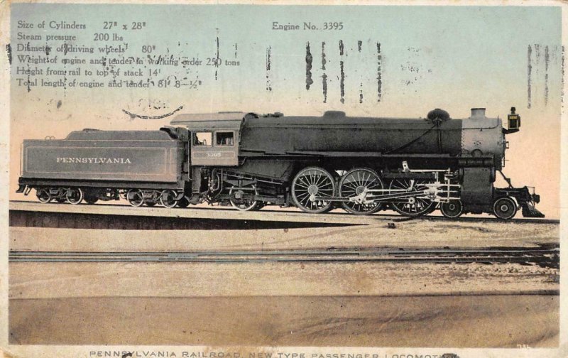 PENNSYLVANIA RAILROAD New Type Passenger Locomotive Train 1913 Vintage Postcard