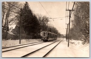 RPPC MBTA Streetcar Trolley 3421 Newton Highlands MA UNP Postcard G15