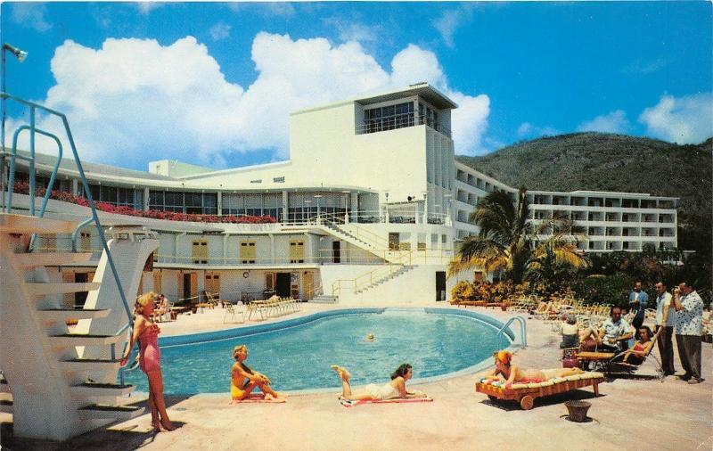 St Thomas Virgin Islands~Virgin Isle Hotel Swimming Pool~Bathing Beauties~1960s