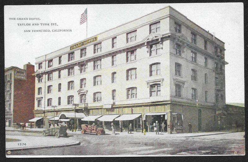 Grand Hotel Taylor & Turk Streets San Francisco California Unused c1910s