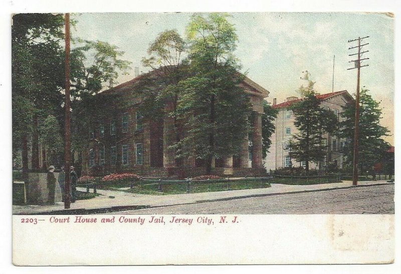 New Jersey NJ Court House and County Jail Jersey City N. J. Standard View Card