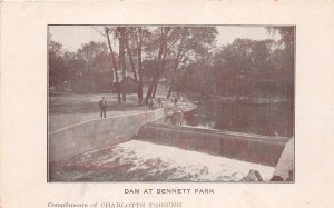 J51/ Charlotte North Carolina Postcard c1910 Dam at Bennett Park 220