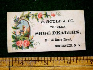 1870s-80s Lovely G. Gould & Co Popular Shoe Dealers,Rochester, NY Trade Card F24