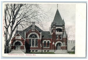 c1905 Presbyterian Church Building Tower Stairway Oshkosh Wisconsin WI Postcard