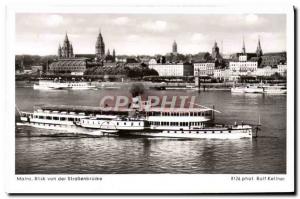 Modern Postcard Mainz Blick von der Straßenbrücke Boat