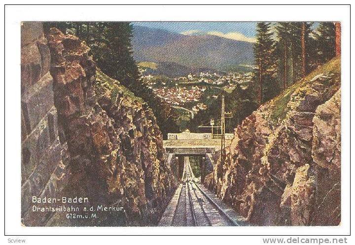 Baden-Baden (Baden-Württemberg), Germany, 1900-1910s ; Drahtseilbahn a.d.Merkur