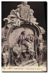 Old Postcard The City of Lyon Hotel equestrian statue of Henri IV