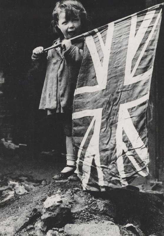 VE Day In Bomb Damage WW2 Flag Battersea London Victory Postcard