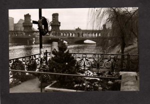 GERMANY Berlin Wall Oberbaum Bridge Real Photo RPPC  Postcard Postkarte