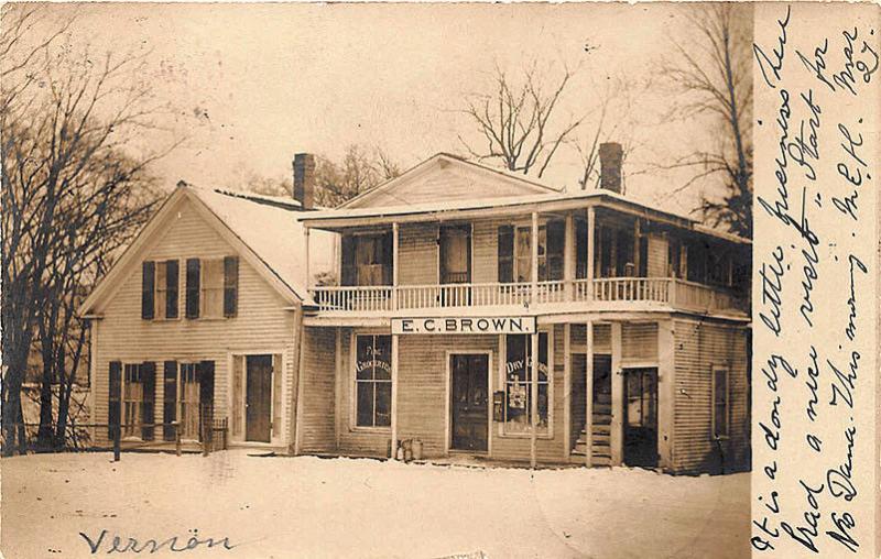 West Northfield MA E. C. Brown Groceries Dry Goods RPPC Postcard