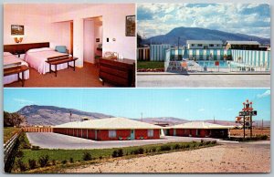 Cody Wyoming 1960s Postcard Skyline Motel Swimming Pool Room