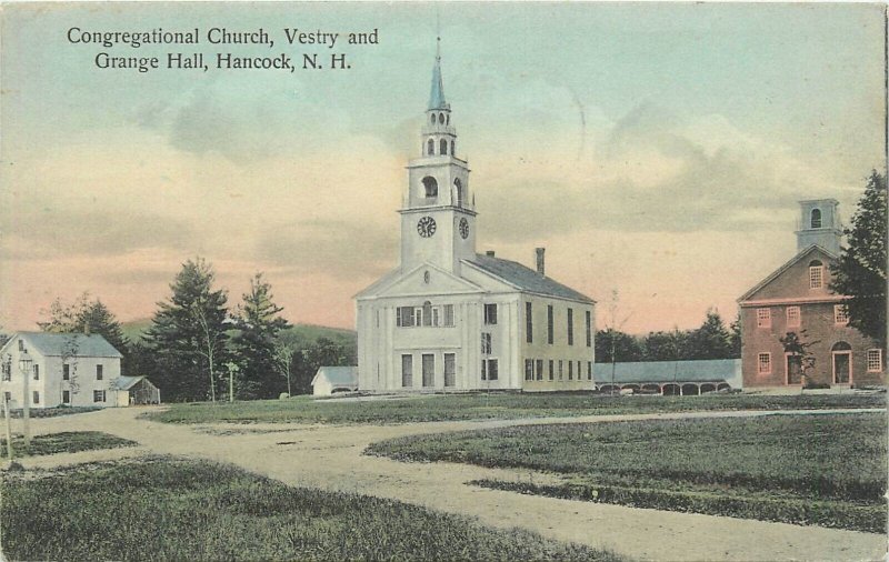 Postcard 1908 New Hampshire Hancock Congregational Church Vestry Orange NH2-3605