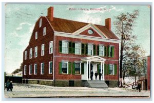 1908 Front View Of Public Library Elizabeth New Jersey NJ Antique Postcard 