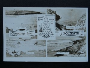 Cornwall POLZEATH 4 Image Multiview PISKEY Old RP Postcard by George W.F. Ellis