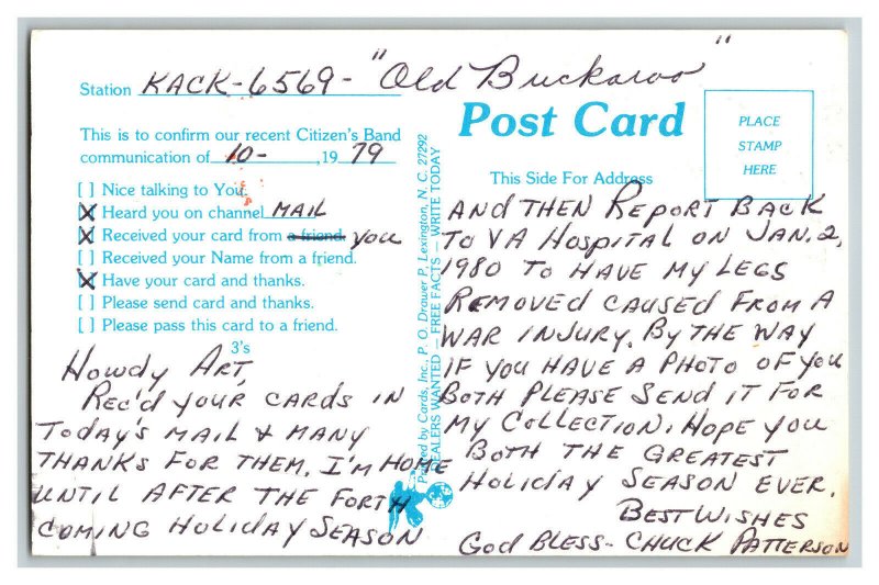 Postcard QSL Radio Card From Wellsville Ohio KFX2528