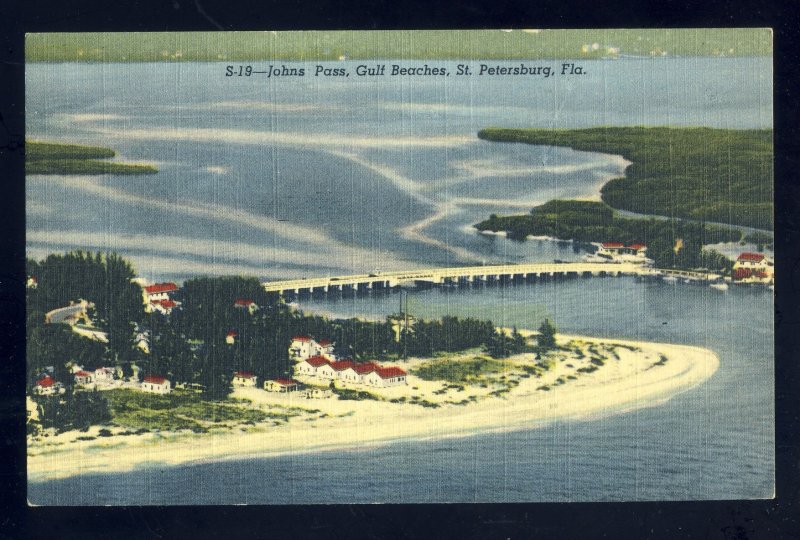St Petersburg, Florida/FL Postcard,  Johns Pass & Gulf Beaches, Aerial View