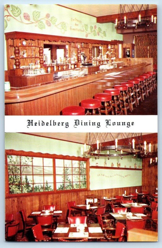 Minneapolis Minnesota Postcard Heidelberg Dining Lounge Multiview Interior 1960