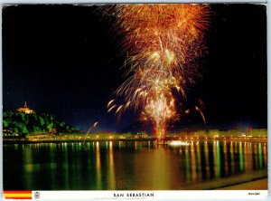 c1970s San Sebastian, Spain Fireworks Display La Concha Bay Chrome 4x6 PC M22