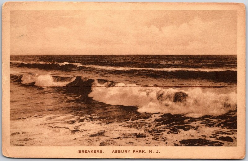 Breakers Asbury Park New Jersey NJ Scenic Picturesque Ocean View Postcard