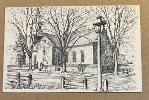 1962 USED POSTCARD - SKETCH OF BRUTON PARISH CHURCH, WILLIAMSBURG, VIRGINIA