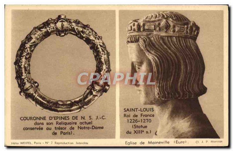 Old Postcard Crown D & # 39Epines Of Our Lord Jesus Christ in His Relics Curr...