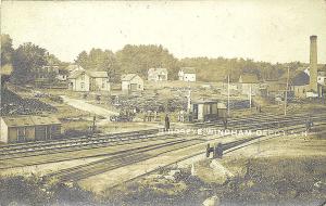 Windham NH Depot Birdseye View Railroad Tracks Signals RP Postcard