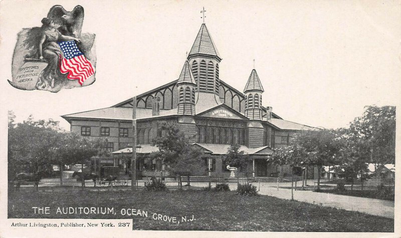 The Auditorioum, Ocean Grove, N.J., Early Postcard, Unused, Arthur Livingston