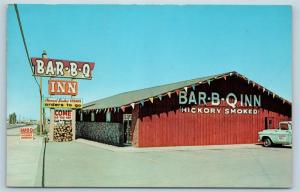 Postcard NM Albuquerque Bar-B-Q Inn Restaurant Route 66 Roadside c1950s M17