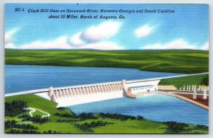 Clark Hill Dam, Clark Hill, South Carolina, Savannah River Postcard