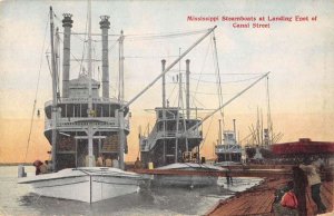 Missississippi Steamboats at Landing Foot of Canal Street Postcard AA39471