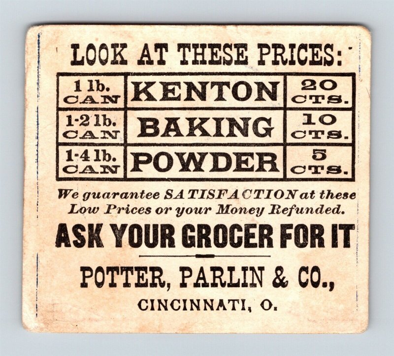 Owl Anthropomorphic Moon Stars Kenton Baking Powder Potter Parlin Cincinnati OH