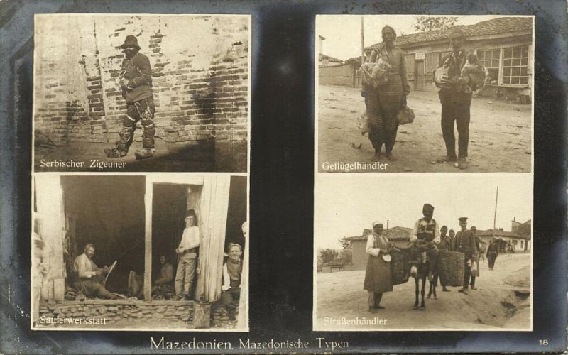 macedonia, Native Types, Serbian Gypsy, Poultry & Street Sellers (1915) RPPC