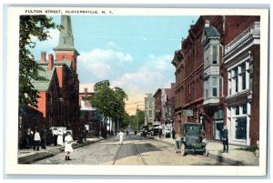 c1920's Fulton Street Cars Scene Gloversville New York NY Vintage Postcard