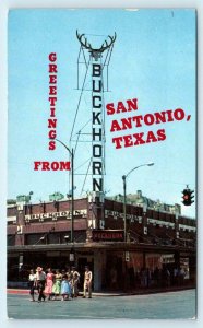 SAN ANTONIO, TX Texas ~ BUCKHORN CURIO SHOP  c1960s Roadside  Postcard