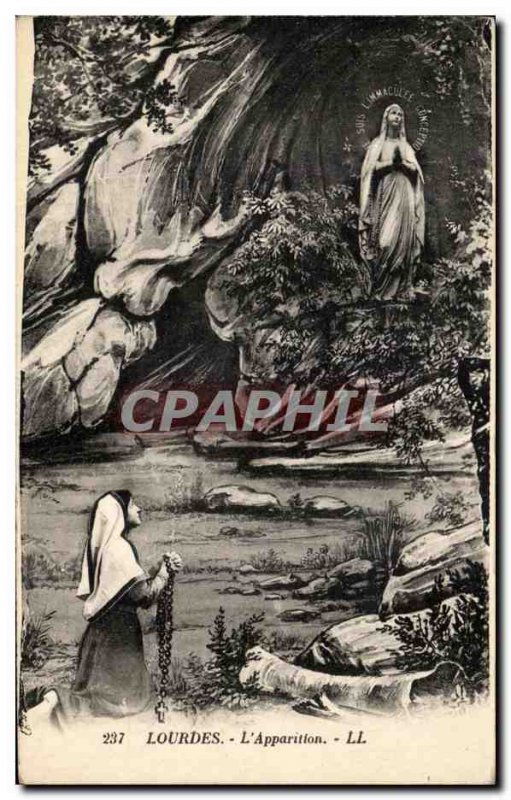 Old Postcard Lourdes L & # 39Apparition