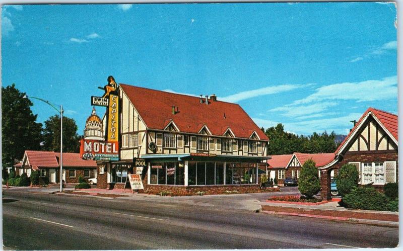 SALT LAKE CITY, UT Utah      CAPITOL MOTEL Cool Sign  1961  Roadside    Postcard