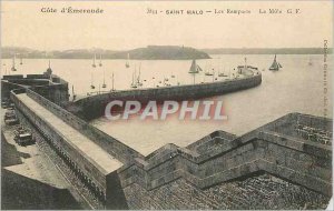 Old Postcard Saint Servan Emerald Coast Remparts The Mole