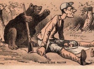 1870s-80s S.B. Clark's Crackers Bakery Comical Hunter Rifle Dog & Bear P149