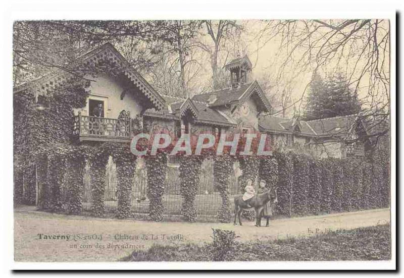 Taverny Old Postcard Chateau of Tuvolle A corner of outbuildings (ass donkey)