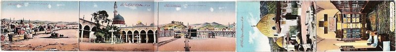 saudi arabia, 27.5 Inch Five Parts Postcard String, Mecca Kaaba Islam (1910s)