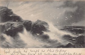 COAST NEAR PORT ERIN ISLE OF MAN~1903 TUCK ROUGH SEA-G E NEWTON PHOTO POSTCARD