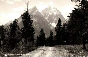 RPPC Three Tetons En Route to Jenny Lake WY Vintage Postcard C62