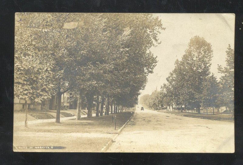 RPPC MARIETTA OHIO THIRD STREET SCENE VINTAGE CYKO REAL PHOTO POSTCARD