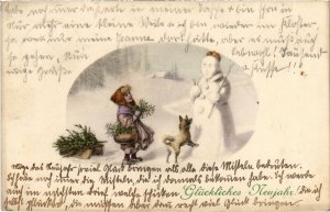 PC HAPPY NEW YEAR FANTASY SNOWMAN WINTER (a33748)